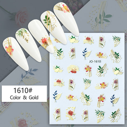 Flower Gold Art Nail Art Sticker JQ1610