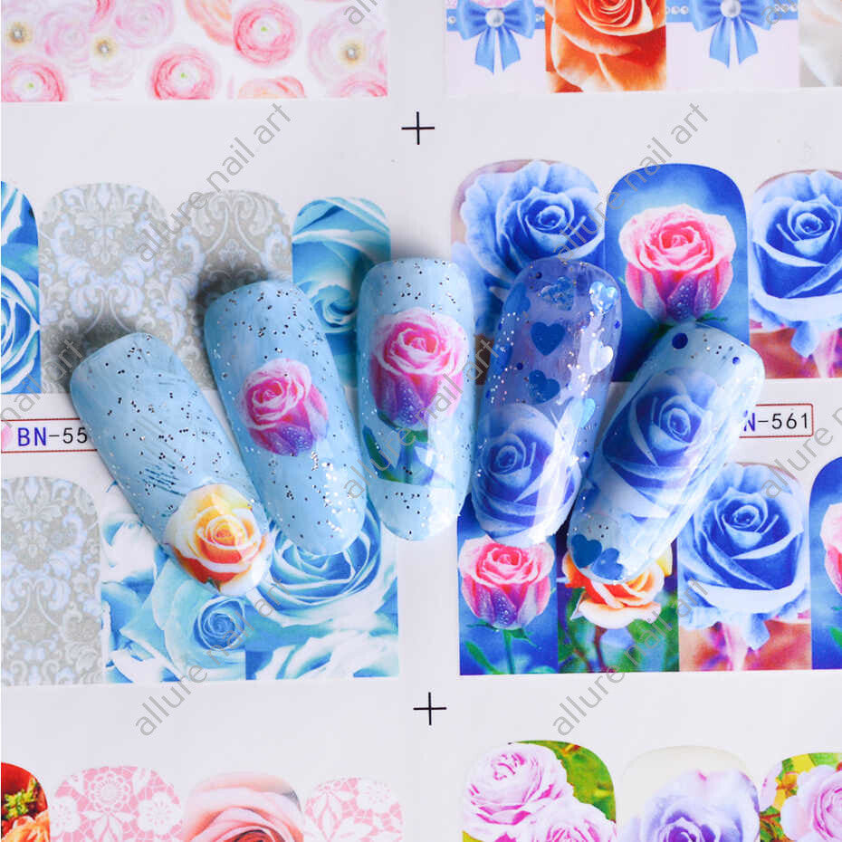 Rose Floral Nail Art Decal BN559