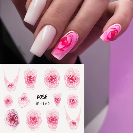 Blooming Rose Floral Nail Art Decal JF169