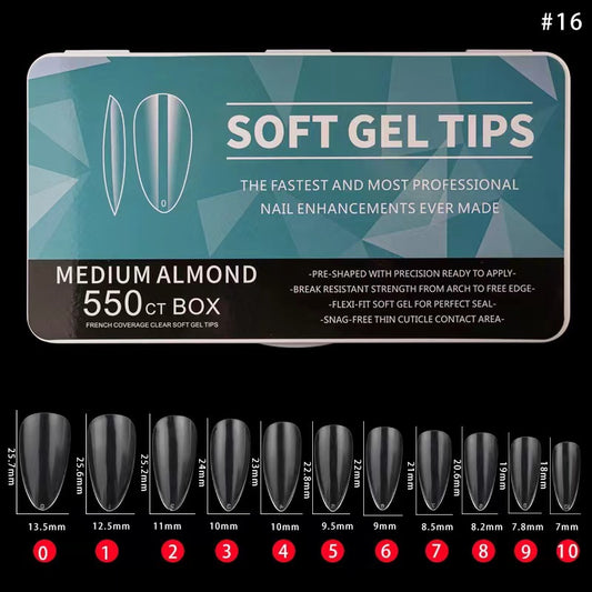 Soft Gel Tips - Medium Almond 550pcs