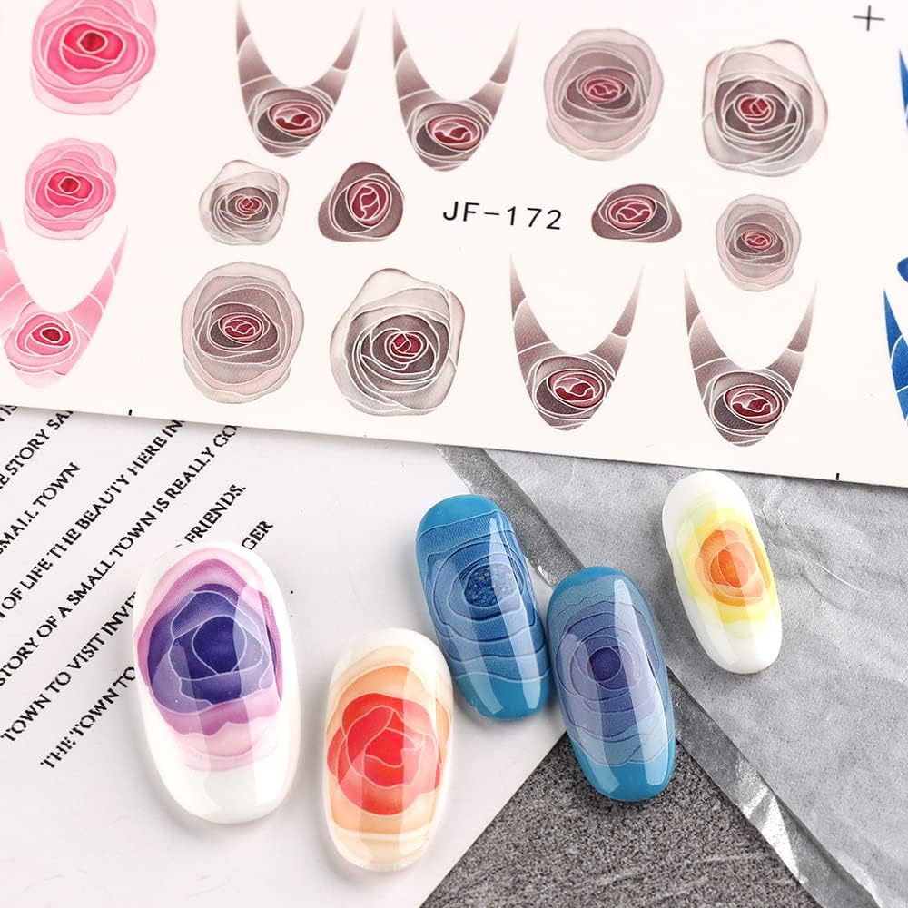 Blooming Rose Floral Nail Art Decal JF172