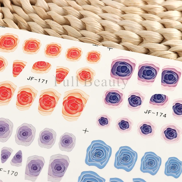 Blooming Rose Floral Nail Art Decal JF174