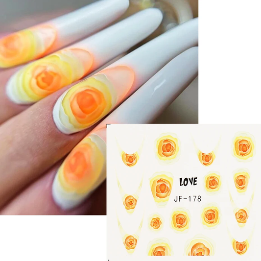 Blooming Rose Floral Nail Art Decal JF178