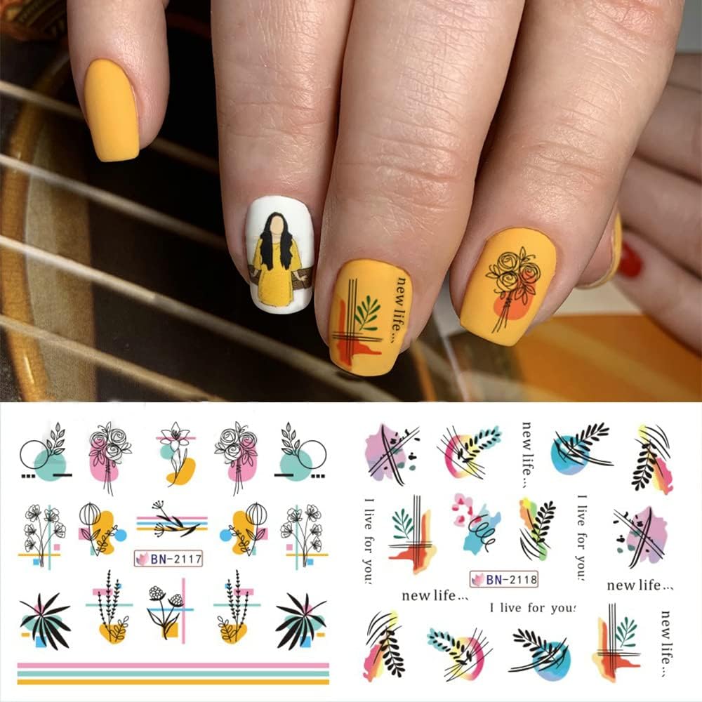 Flower Geometric Nail Decal BN2113-2124