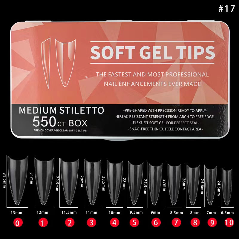 Soft Gel Tips - Medium Stiletto 550pcs