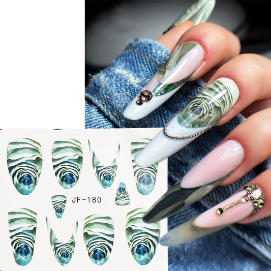 Blooming Rose Floral Nail Art Decal JF180