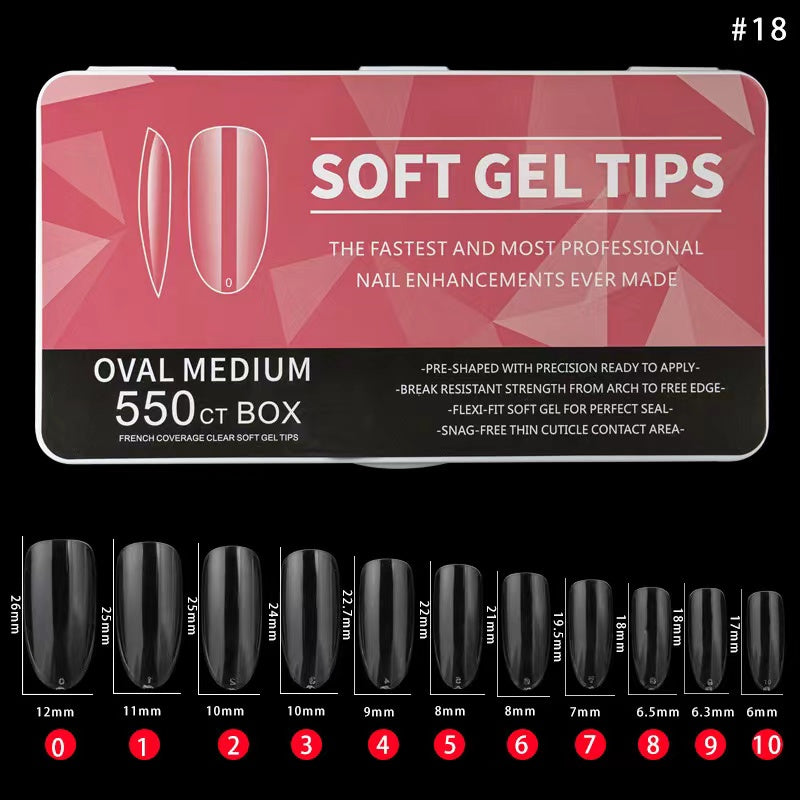 Soft Gel Tips - Oval Medium 550pcs