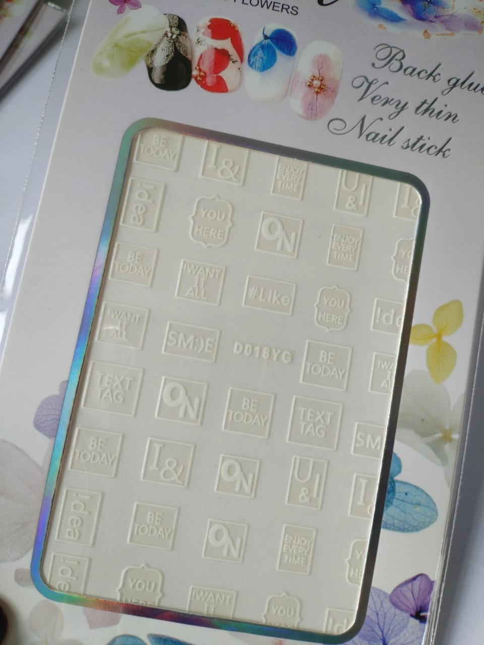 Glow in the Dark Fashion Design Brand Text Nail Sticker D018YG