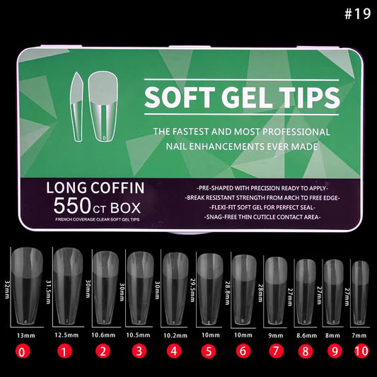 Clear Soft Gel Long Coffin 550pcs