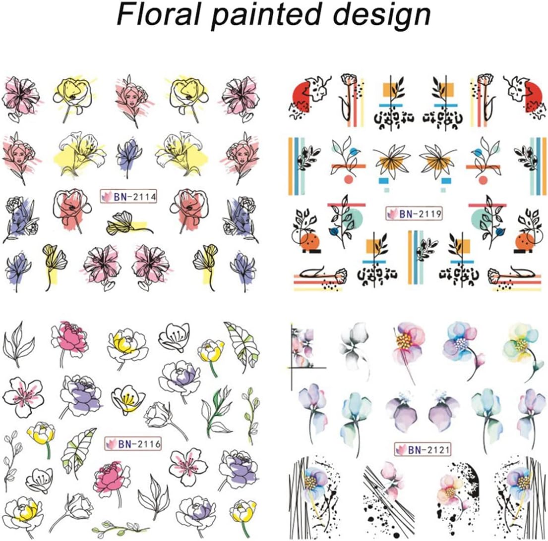 Flower Geometric Nail Decal BN2113-2124