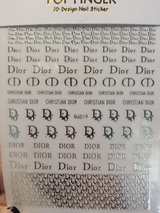 Fashion Design Brand Text Geometric Nail Sticker MD19