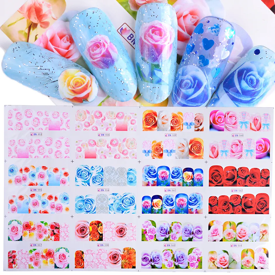 Rose Floral Nail Art Decal BN564