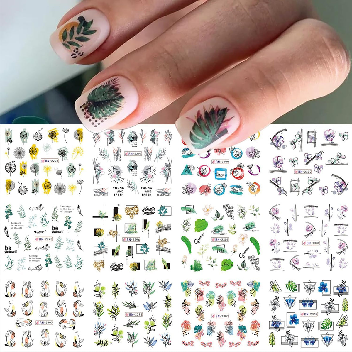 Watercolor Floral Nail art decal
