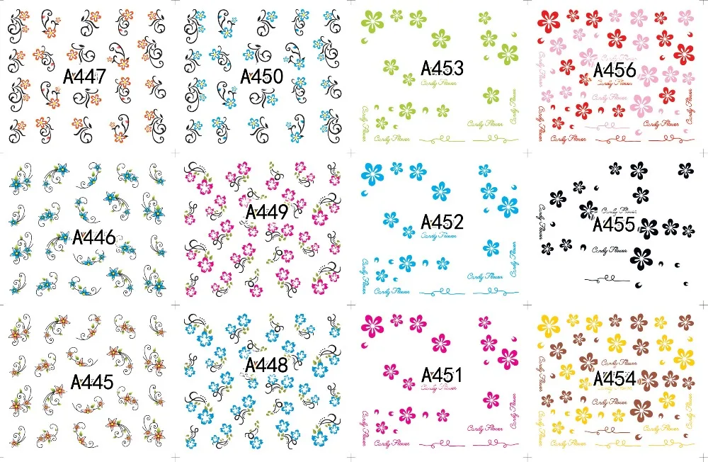 Floral Geometric Nail Decal Range A445-456