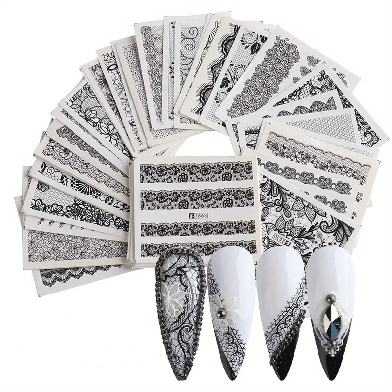 Lace Geometric Nail Decal Range A618-636