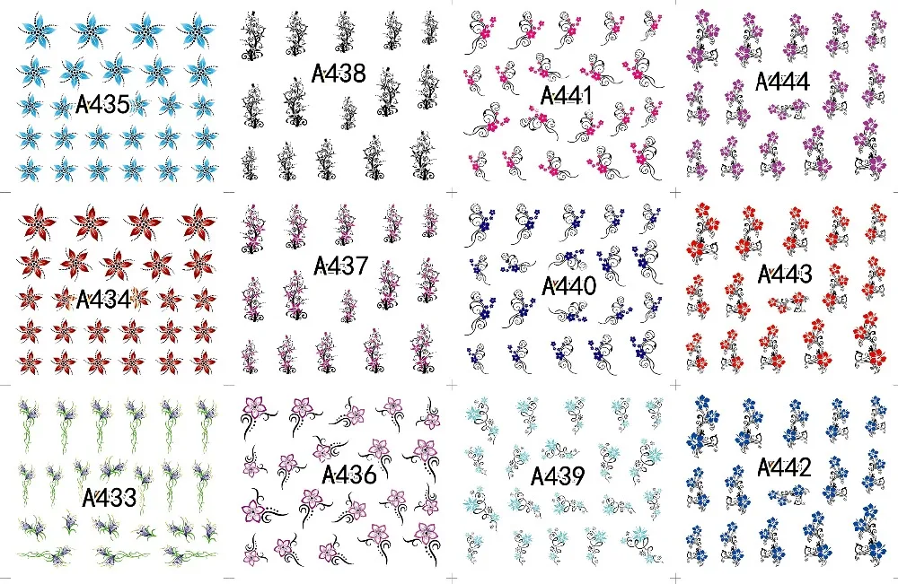 Floral Geometric Nail Decal Range A433-444