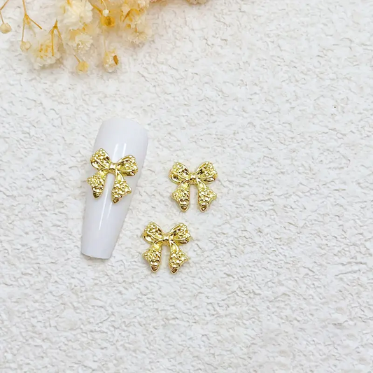 Gold Bow Resin Alloy Nail Art Decoration 5 pcs
