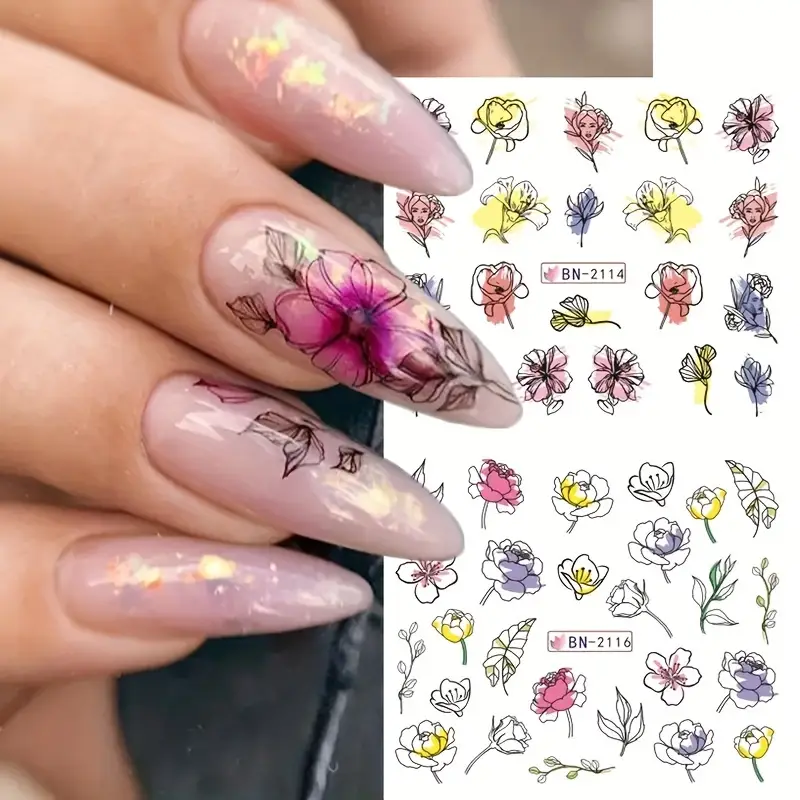 Flower Geometric Nail Decal BN2113-2124