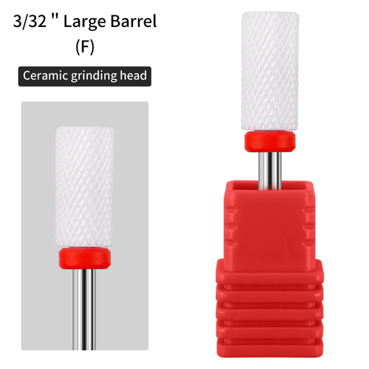 Ceramic Nail Drill Bit Large Barrel Red – Grit: F (fine) 3/32″