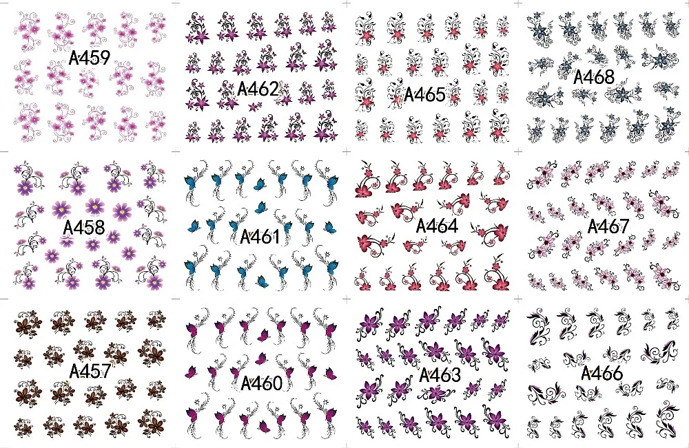 Floral Geometric Nail Decal Range A457-468