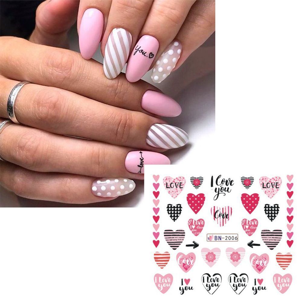 Valentine Heart Text Art Nail Decal BN2006