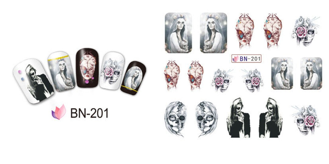 Skull Halloween Nail Decal BN201