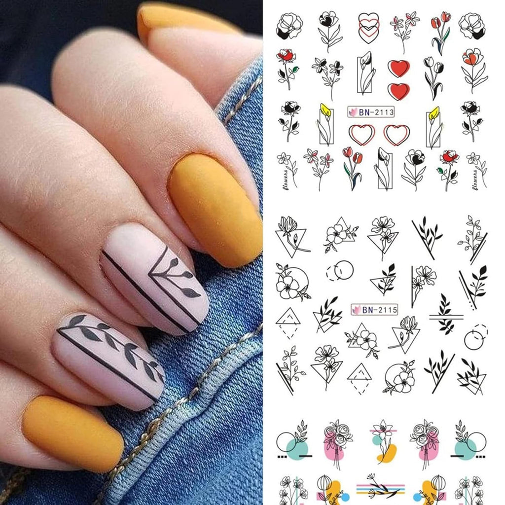 Flower Geometric Nail Decal BN2113-2124