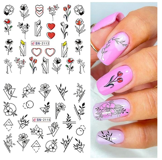 Flower Geometric Nail Decal BN2113-2124