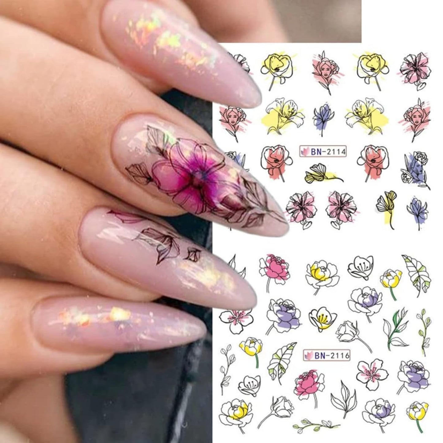 Flower Geometric Nail Decal BN2113-2124