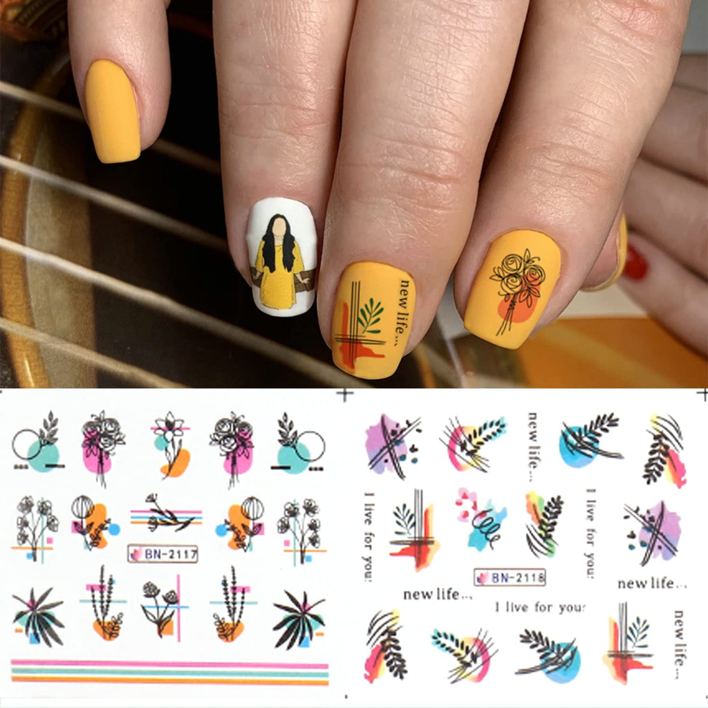 Flower Geometric Nail Decal BN2113-2124