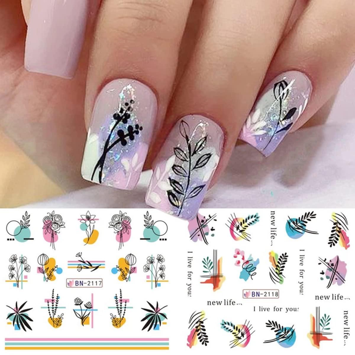 Flower Geometric Nail Decal BN2117