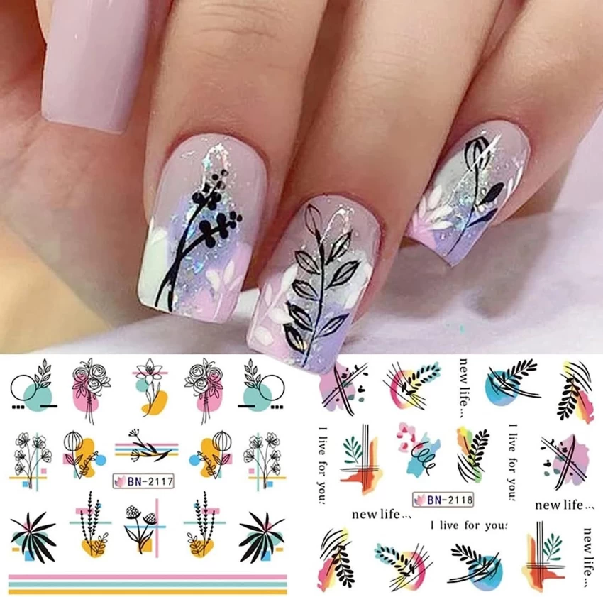 Flower Geometric Nail Decal BN2113-2124