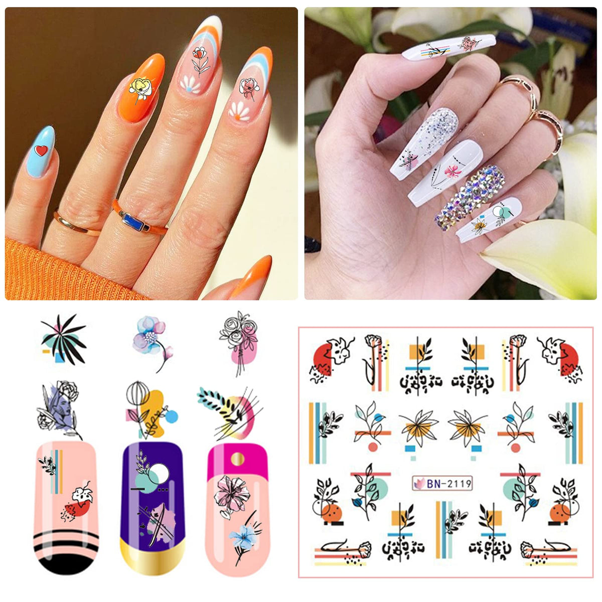 Flower Geometric Nail Decal BN2113-2124