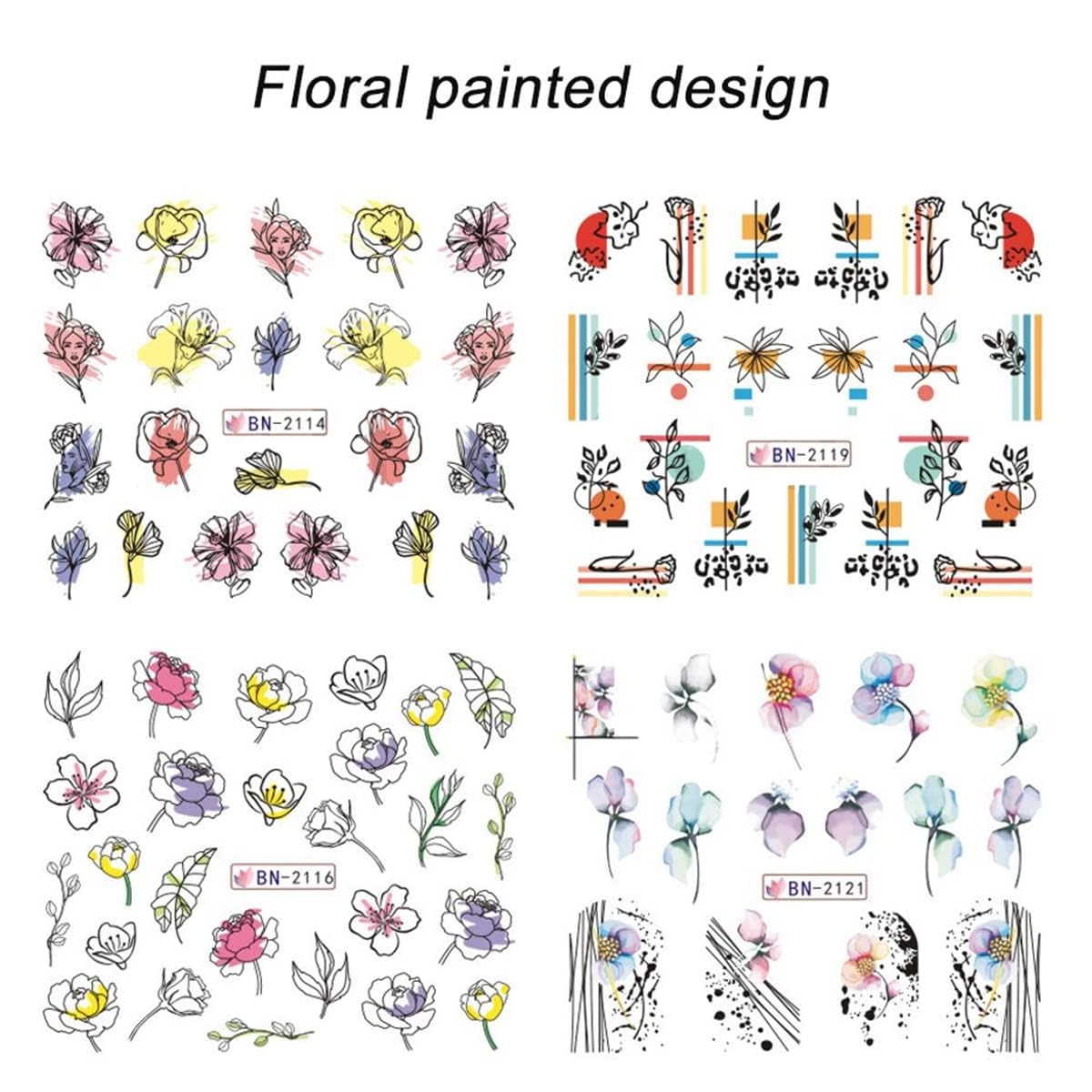 Flower Geometric Nail Decal BN2119