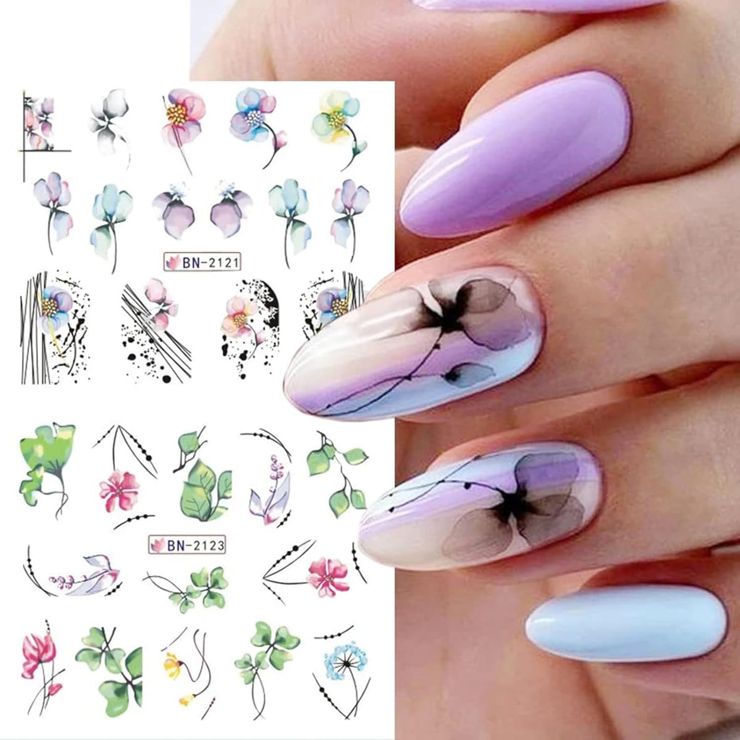 Flower Geometric Nail Decal BN2121