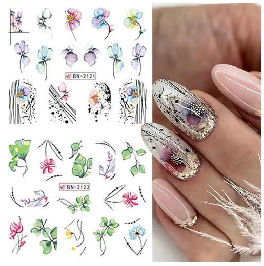 Flower Geometric Nail Decal BN2123