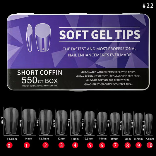 Soft Gel Tips - Short Coffin 550pcs