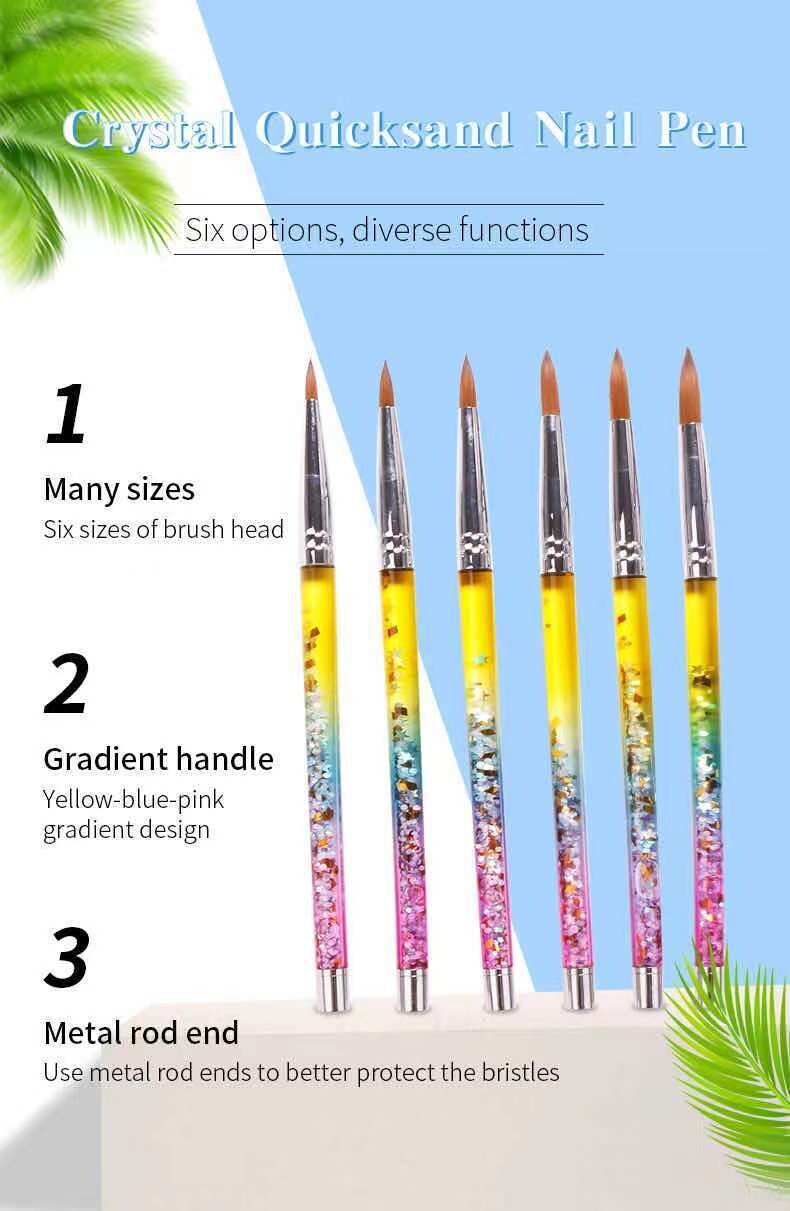 Crystal Handle Rainbow Gradient Acrylic Nail Brush
