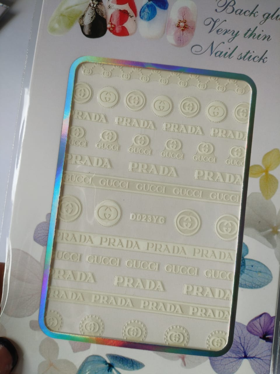 Glow in the Dark Fashion Design Brand Text Nail Sticker D023YG