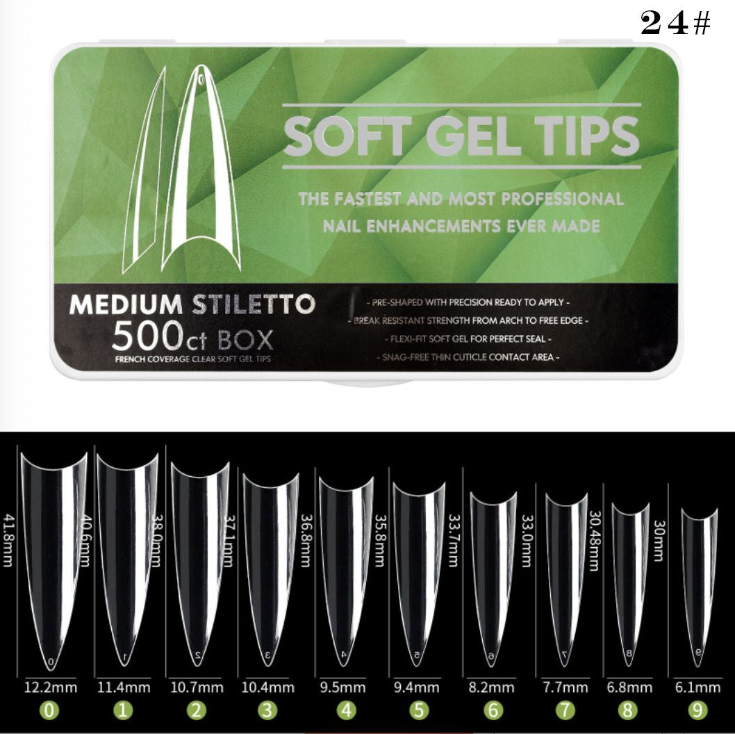 Soft Gel Tips - Medium Stiletto 500pcs