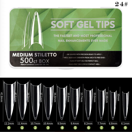Soft Gel Tips - Medium Stiletto 500pcs