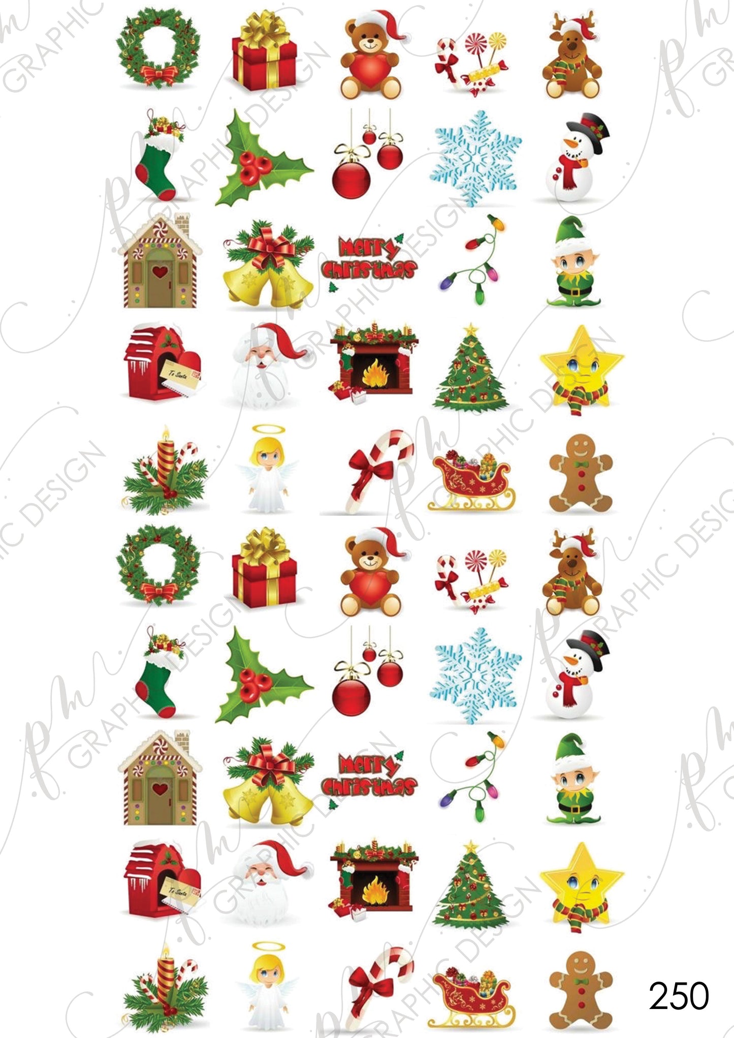 Christmas Nail Art Decal PM250