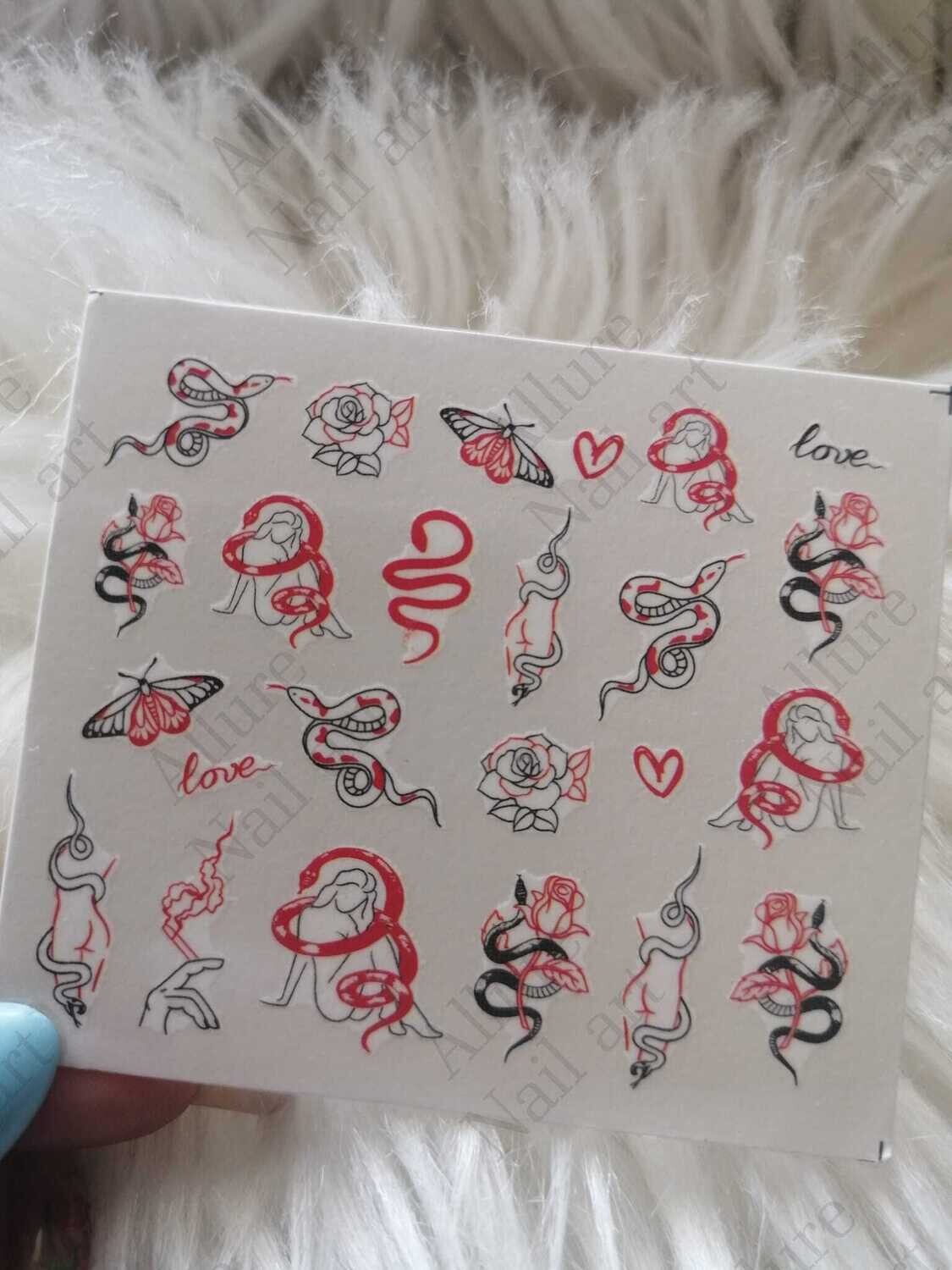 Snake Abstract Nail Art Decal