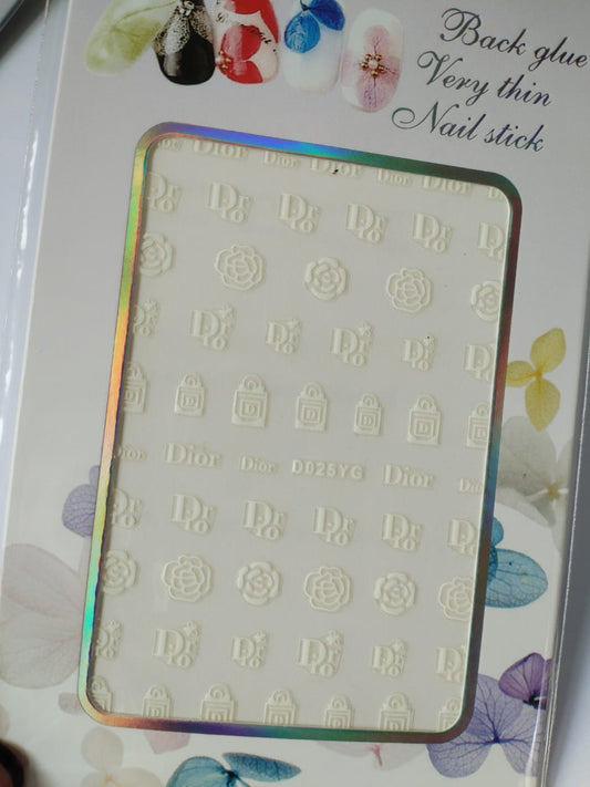Glow in the Dark Fashion Design Brand Text Nail Sticker D025YG