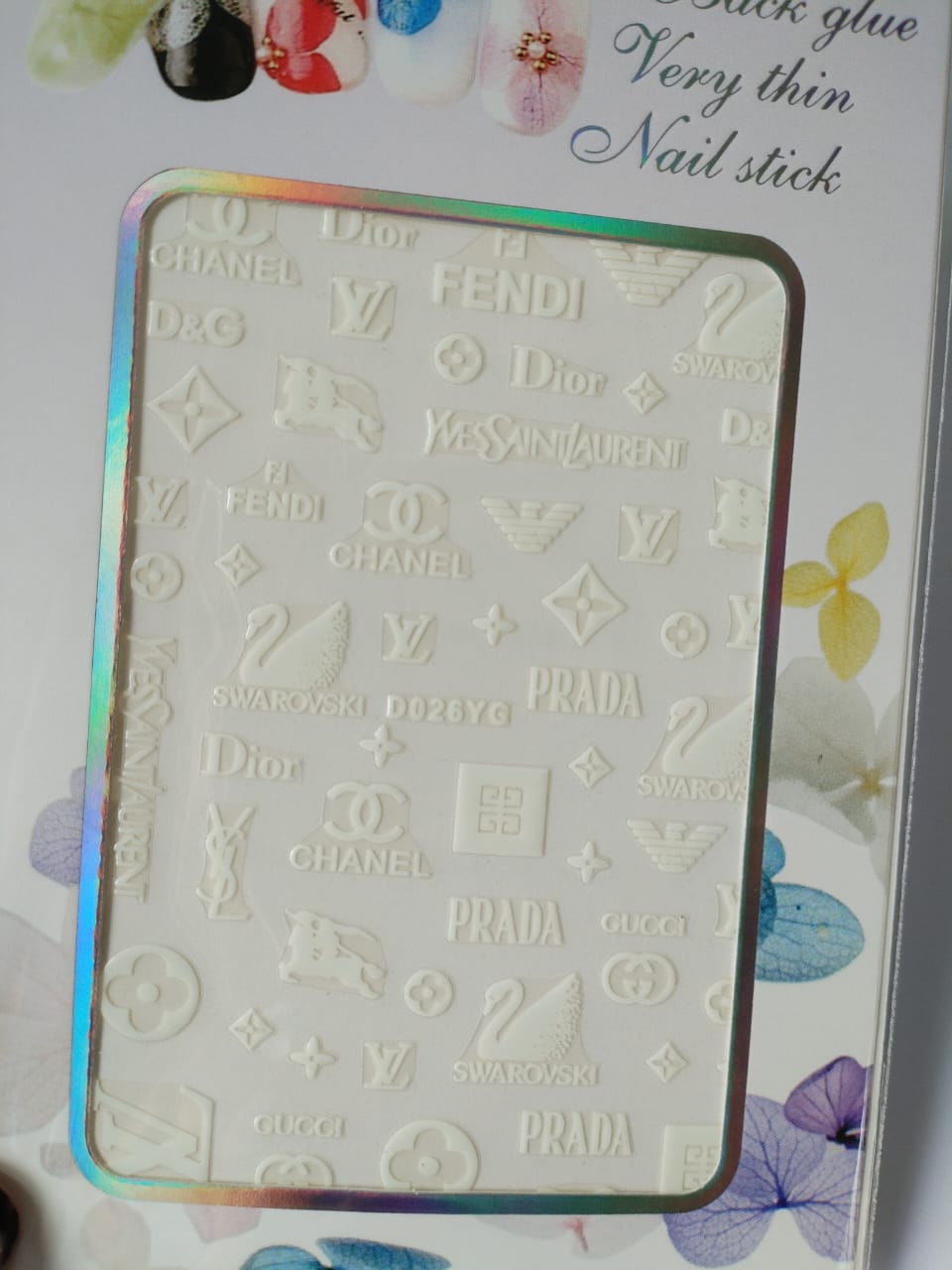 Glow in the Dark Fashion Design Brand Text Nail Sticker D026YG
