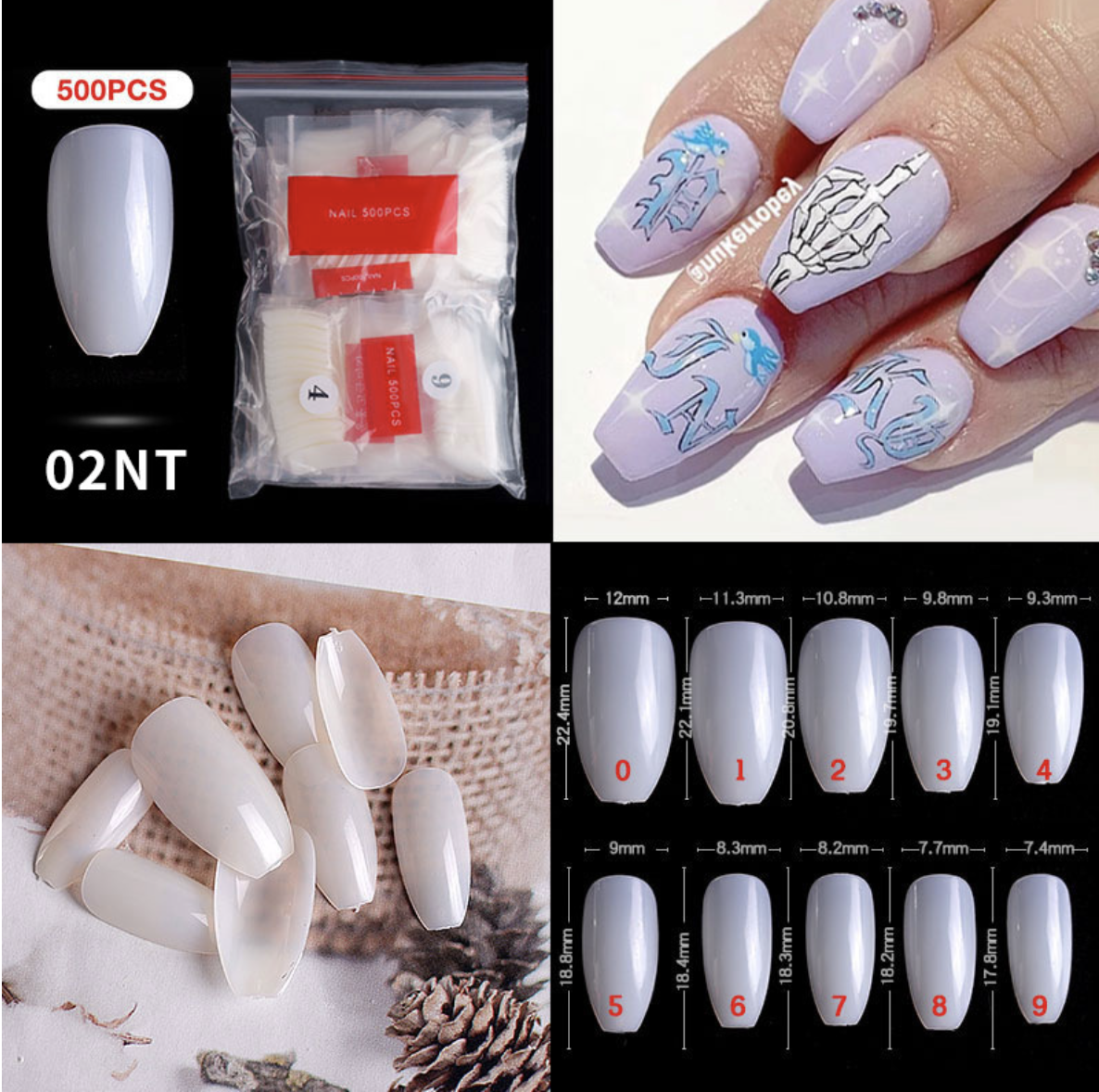 02# Short Coffin Nail Tips ( 500pcsPacket )