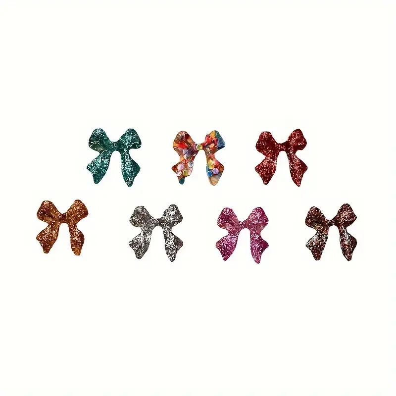 Glitter Bow Resin Nail Art Decoration 10 pcs