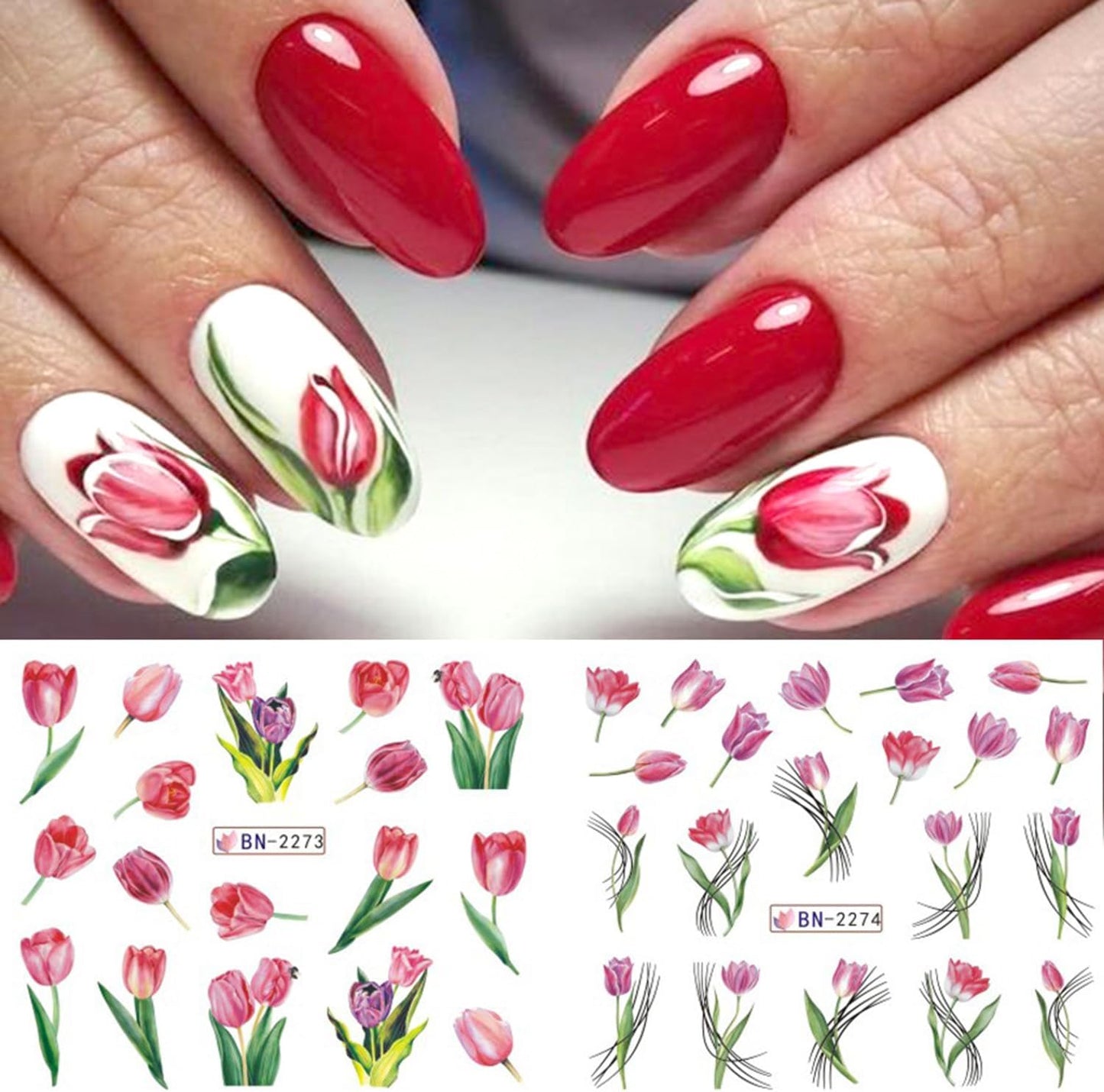 Tulip Lilly Floral Nail art decal