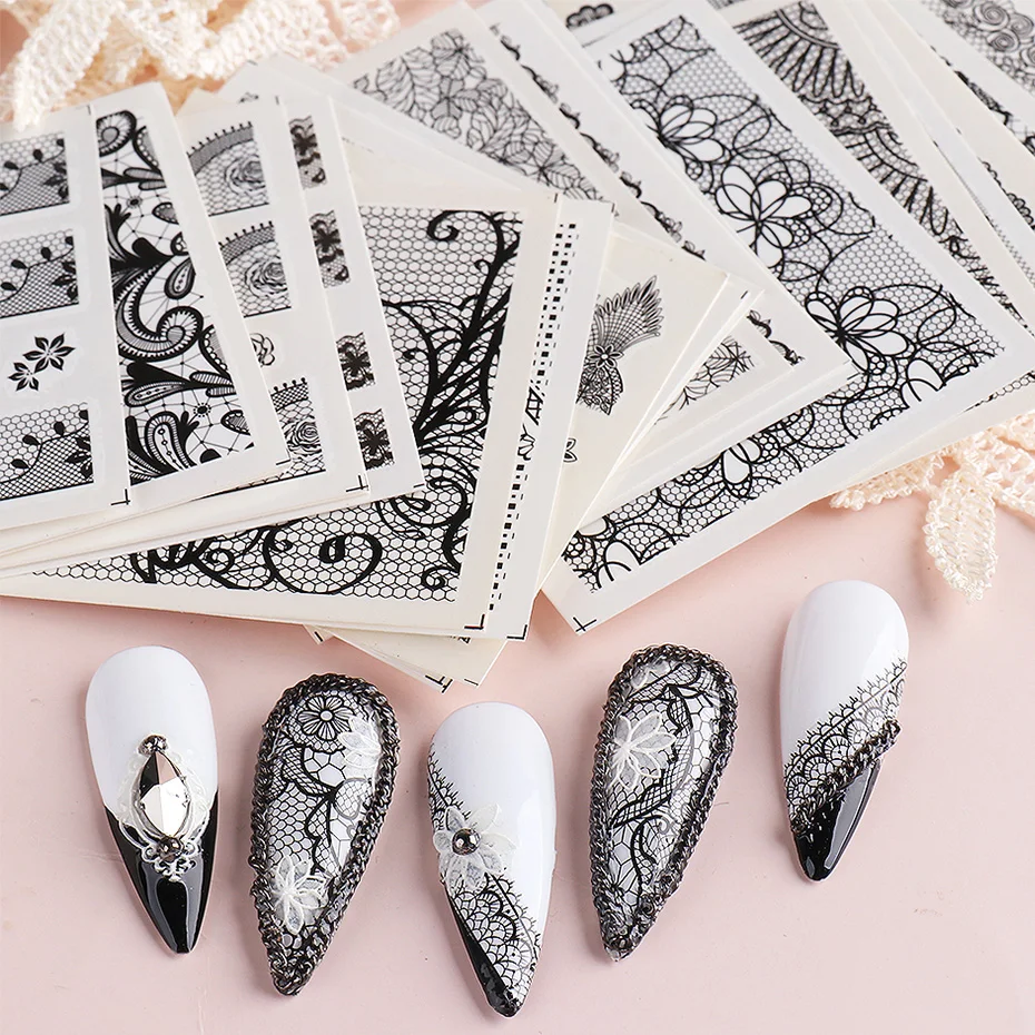 Lace Geometric Nail Decal Range A618-636