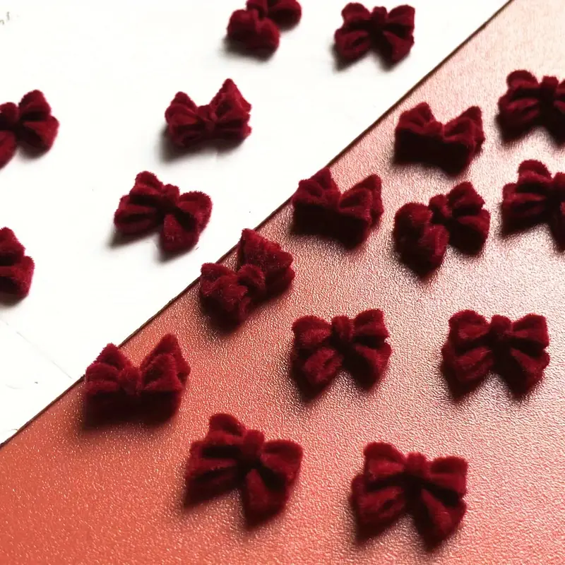 Bow Velvet Resin Nail Art Decoration 10 pcs